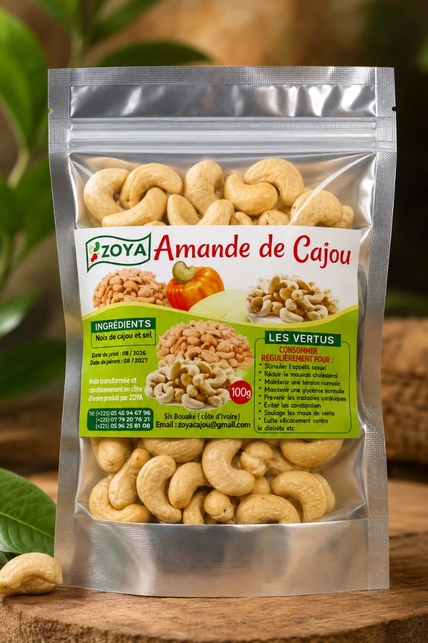 Amandes de cajou nature non salées 100g
