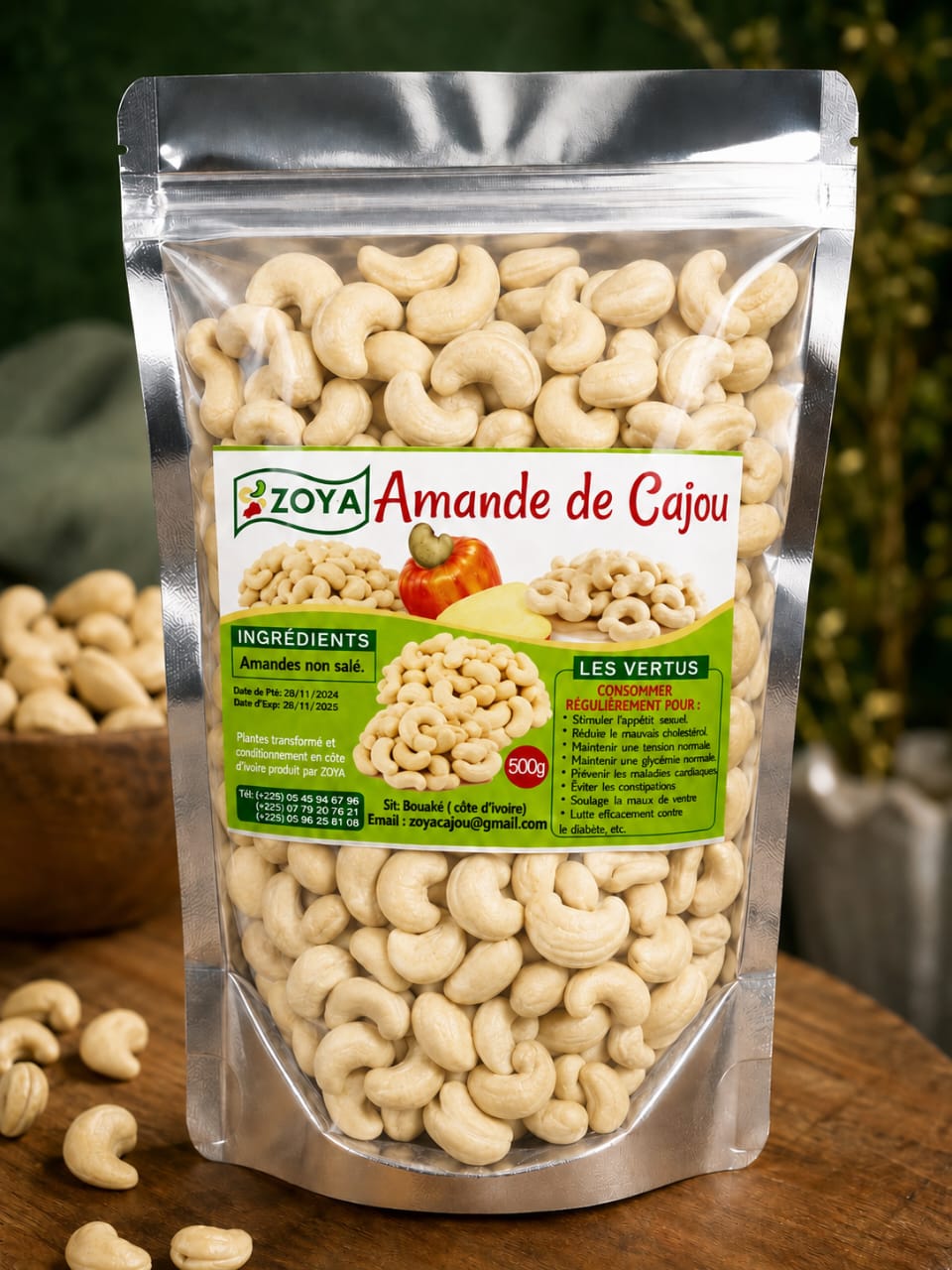 Amandes de cajou nature 500g